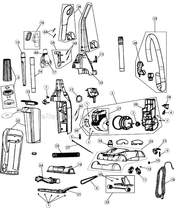 Page A Diagram and Parts List for M088925V  Dirt Devil Upright Vacuum